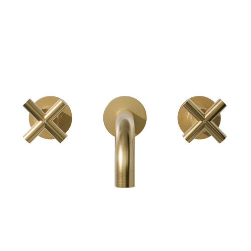 Swiss Madison Ivy 8" Widespread Double Cross-Handle Wall Mount Bathroom Faucet - Brushed Gold - SM-BF62BG