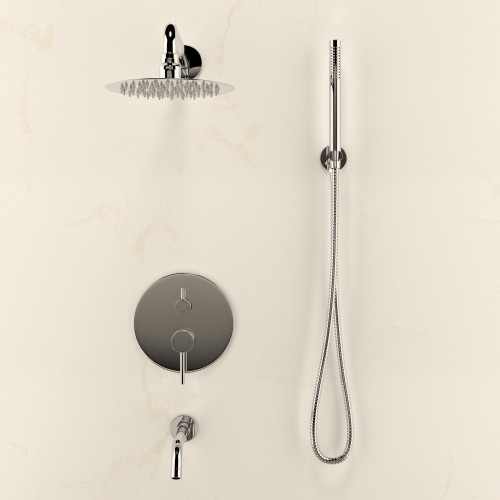 Swiss Madison Ivy 1.8 GPM Wall Mount Fixed Shower Head with Hand Sprayer and Tub Filler - Polished Chrome, Valve Included - SM-SH0901CH