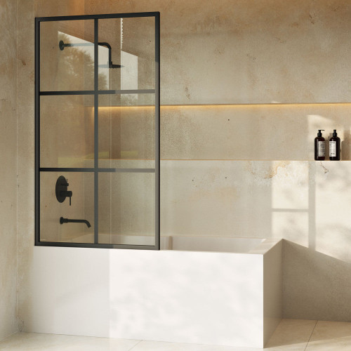 Swiss Madison  Virage 34" x 58" Framed Fixed 3/8 in. (10mm) Clear Tempered Glass Tub Door with Black Matte Frame - SM-TD2401MB