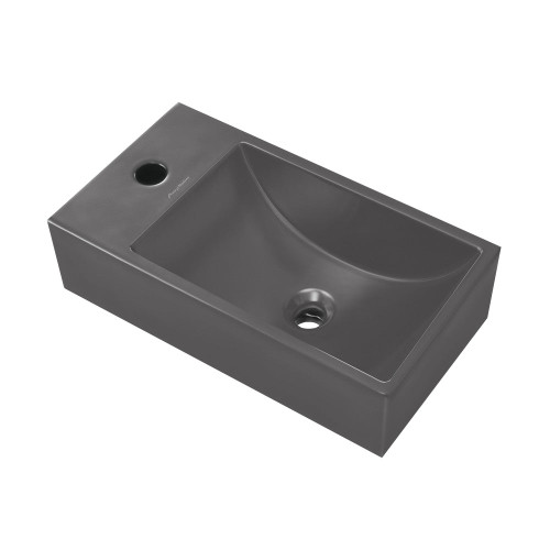 Swiss Madison  Lisse 16" Concrete Rectangle Wall-Mounted Sink with Left Side Faucet Mount - Matte Dark Gray - SM-WS6301MG