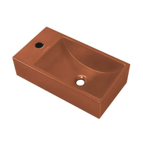 Swiss Madison  Lisse 16" Concrete Rectangle Wall-Mounted Sink with Left Side Faucet Mount - Matte Terracotta - SM-WS6301MT