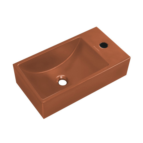 Swiss Madison  Lisse 16" Concrete Rectangle Wall-Mounted Sink with Right Side Faucet Mount - Matte Terracotta - SM-WSC111MT