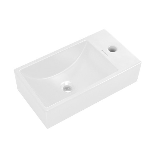 Swiss Madison  Lisse 16" Concrete Rectangle Wall-Mounted Sink with Right Side Faucet Mount - Matte White - SM-WSC111MW