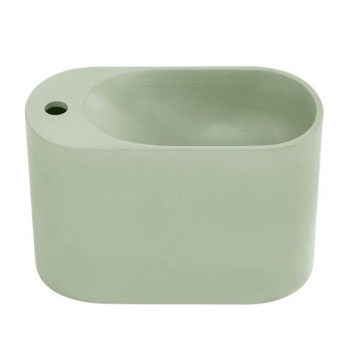Swiss Madison  Terre 18" Solid Surface Oval Wall-Mounted Sink with Left Side Faucet Mount - Matte Palm Green - SM-WS7002EN