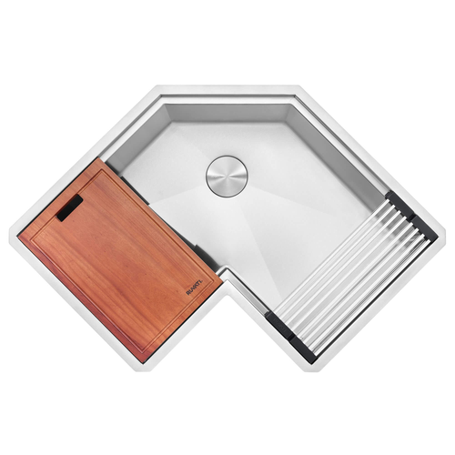Ruvati Renato Corner Workstation Stainless Steel Undermount Kitchen Sink - RVH8410ST