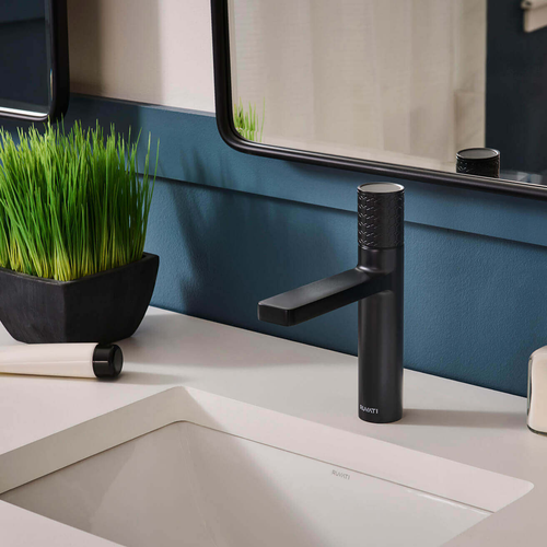 Ruvati Emilio Single Handle Diamond Pattern Knurled Bathroom Faucet Round in Gunmental Black PVD - RVF5133BL