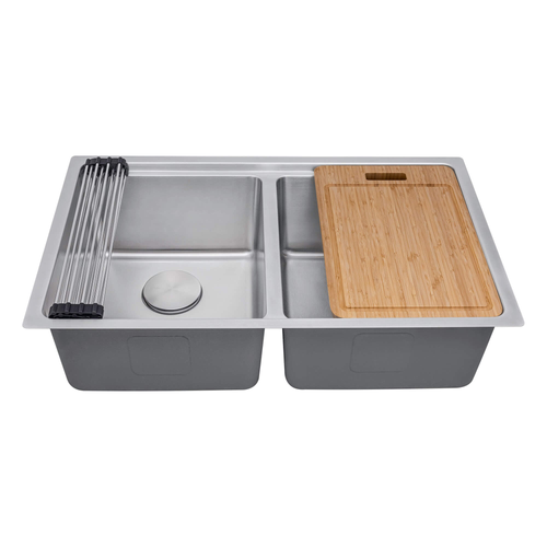 Ruvati 31-inch Undermount 50/50 Double Bowl Workstation 16 Gauge Stainless Steel Kitchen Sink - RVM5239