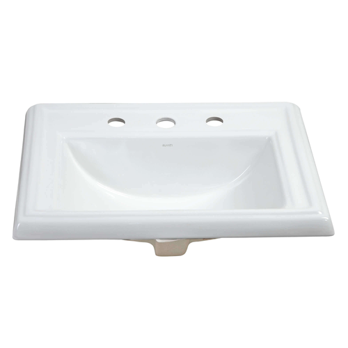 Ruvati 16-1/2 x 11 inch Drop In Topmount Bathroom Vanity Sink White Rectangular Porcelain Ceramic with Overflow - RVB0873