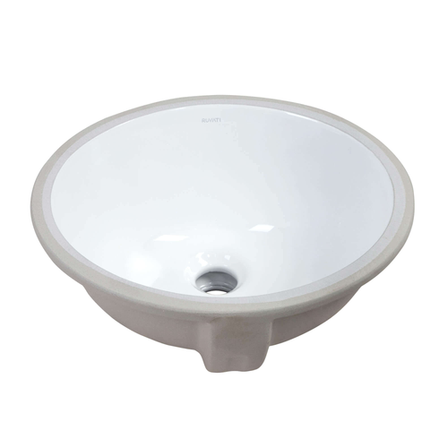 Ruvati 13 x 11 inch Undermount Bathroom Sink White Oval Porcelain Ceramic with Overflow - RVB0613