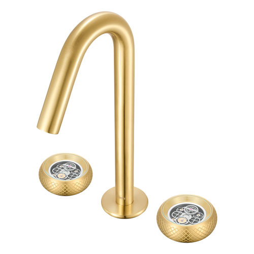 Ruvati Chrono Two Handle Watch Mechanism Luxury Widespread Bathroom Faucet in Brushed Gold- RVF5234SG