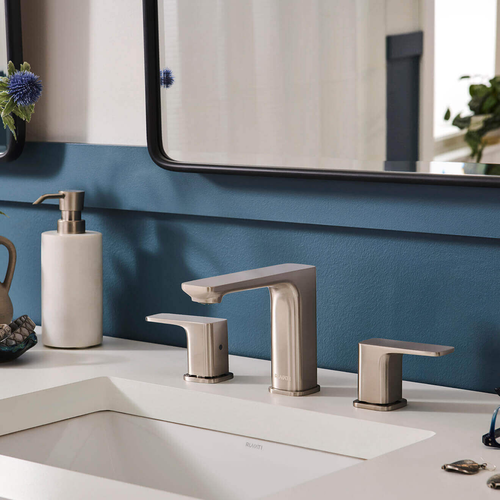 Ruvati Lanai Two Handle Widespread Modern Rectangular Square Bathroom Faucet in Brushed Nickel - RVF5237BN