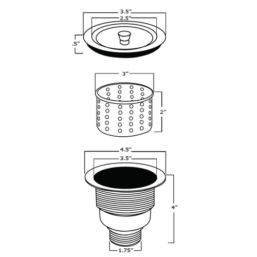 Ruvati Kitchen Sink Basket Strainer Drain Assembly in Gunmetal Black Stainless Steel - RVA1025BL