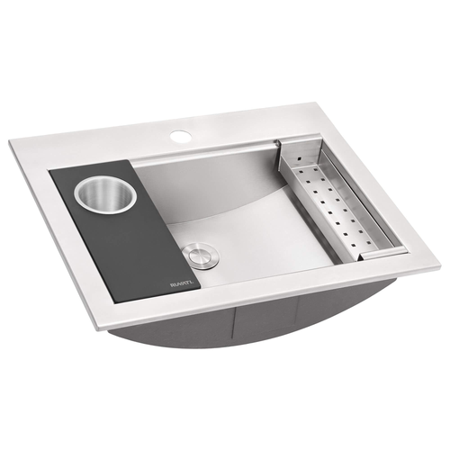 Ruvati 21 x 17 Bathroom Workstation Sink Drop in Topmount in Stainless Steel - RVH5521ST