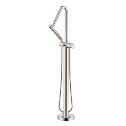 Ruvati Livia Single Handle Tall Floor Mounted Freestanding Tub Filler Faucet With Handshower in Brushed Nickel - RVF5334BN