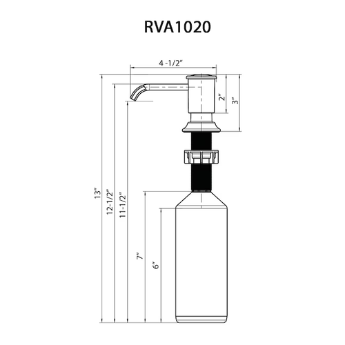 Ruvati Soap Dispenser With Plastic Pump Head in Matte Black - RVA1020MB