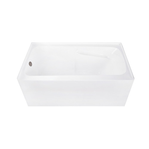 Kingston Brass 54" Acrylic Rectangular 3-Wall Alcove Tub Combo with Armrests and Waste and Overflow Drain (Left Hand Drain), Glossy White/Oil Rubbed Bronze - CVTAP543023L5