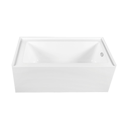Kingston Brass 60" Acrylic Rectangular 3-Wall Alcove Tub Combo with Waste and Overflow Drain (Right Hand Drain), Glossy White/Polished Chrome - CVTDE603122R1