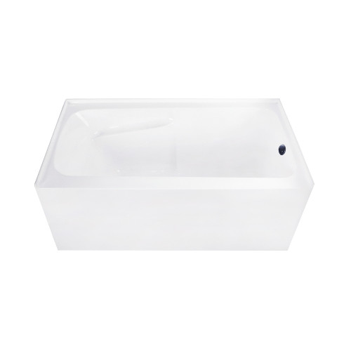 Kingston Brass 54" Acrylic Rectangular 3-Wall Alcove Tub Combo with Armrests and Waste and Overflow Drain (Right Hand Drain), Glossy White/Matte Black - CVTAP543023R0