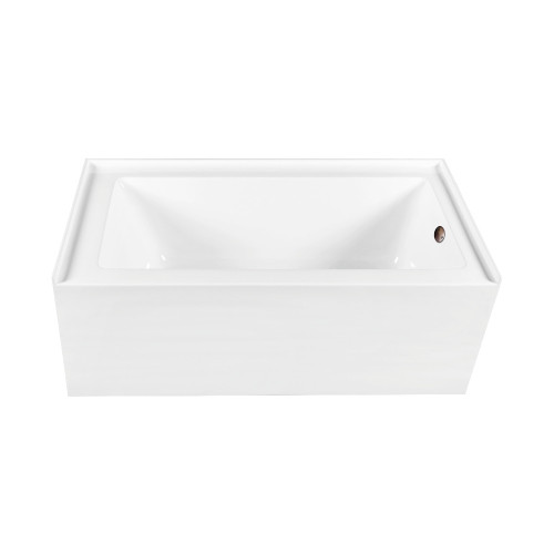 Kingston Brass 66" Acrylic Rectangular 3-Wall Alcove Tub Combo with Waste and Overflow Drain (Right Hand Drain), Glossy White/Oil Rubbed Bronze - CVTDE603122R5