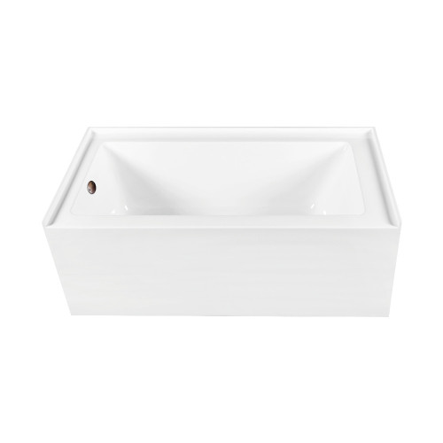 Kingston Brass 66" Acrylic Rectangular 3-Wall Alcove Tub Combo with Waste and Overflow Drain (Left Hand Drain), Glossy White/Oil Rubbed Bronze - CVTDE603122L5