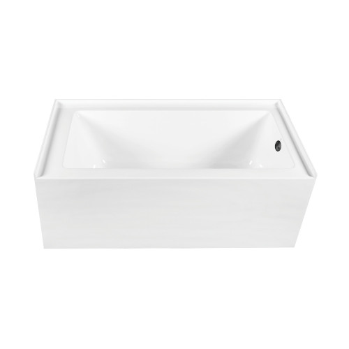 Kingston Brass 60" Acrylic Rectangular 3-Wall Alcove Tub Combo with Waste and Overflow Drain (Right Hand Drain), Glossy White/Matte Black - CVTDE603122R0