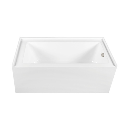 Kingston Brass 60" Acrylic Rectangular 3-Wall Alcove Tub Combo with Waste and Overflow Drain (Right Hand Drain), Glossy White/Polished Nickel - CVTDE603122R6