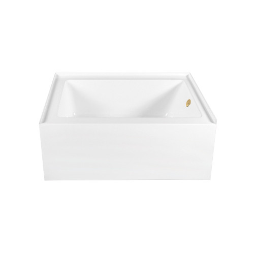 Kingston Brass 60" Acrylic Rectangular 3-Wall Alcove Tub Combo with Waste and Overflow Drain (Right Hand Drain), Glossy White/Polished Brass - CVTAP603222R2