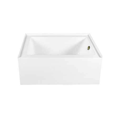 Kingston Brass 60" Acrylic Rectangular 3-Wall Alcove Tub Combo with Waste and Overflow Drain (Right Hand Drain), Glossy White/Antique Brass - CVTAP603222R3