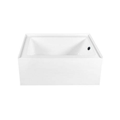 Kingston Brass 60" Acrylic Rectangular 3-Wall Alcove Tub Combo with Waste and Overflow Drain (Right Hand Drain), Glossy White/Matte Black - CVTAP603222R0