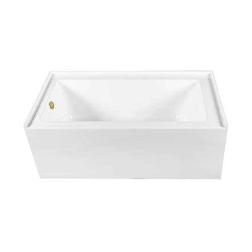 Kingston Brass 60" Acrylic Rectangular 3-Wall Alcove Tub Combo with Waste and Overflow Drain (Left Hand Drain), Glossy White/Polished Brass - CVTDE603122L2