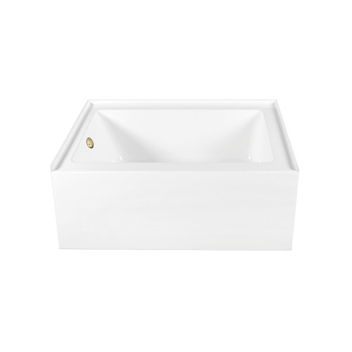 Kingston Brass 60" Acrylic Rectangular 3-Wall Alcove Tub Combo with Waste and Overflow Drain (Left Hand Drain), Glossy White/Brushed Brass - CVTAP603222L7
