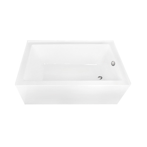 Kingston Brass 60" Acrylic Rectangular 3-Wall Alcove Tub Combo with Waste and Overflow Drain (Right Hand Drain), Glossy White/Brushed Nickel - CVTAP603622R8