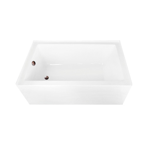 Kingston Brass 60" Acrylic Rectangular 3-Wall Alcove Tub Combo with Waste and Overflow Drain (Left Hand Drain), Glossy White/Oil Rubbed Bronze - CVTAP603622L5