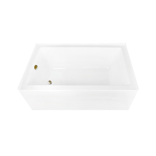 Kingston Brass 60" Acrylic Rectangular 3-Wall Alcove Tub Combo with Waste and Overflow Drain (Left Hand Drain), Glossy White/Antique Brass - CVTAP603622L3