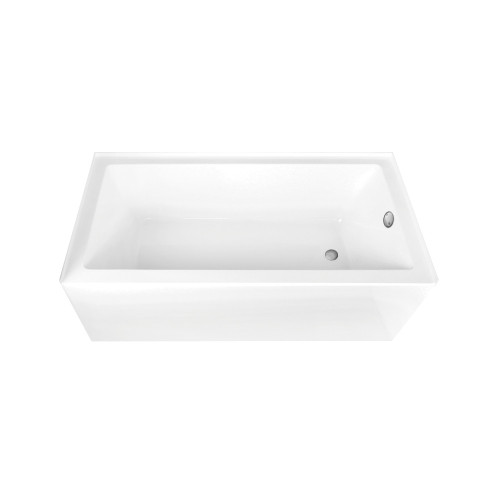 Kingston Brass 66" Acrylic Rectangular 3-Wall Alcove Tub Combo with Waste and Overflow Drain (Right Hand Drain), Glossy White/Brushed Nickel - CVTAP663222R8
