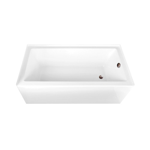 Kingston Brass 66" Acrylic Rectangular 3-Wall Alcove Tub Combo with Waste and Overflow Drain (Right Hand Drain), Glossy White/Oil Rubbed Bronze - CVTAP663222R5