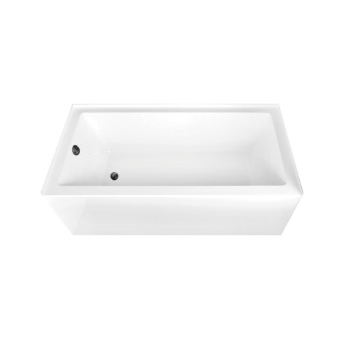 Kingston Brass 66" Acrylic Rectangular 3-Wall Alcove Tub Combo with Waste and Overflow Drain (Left Hand Drain), Glossy White/Matte Black - CVTAP663222L0