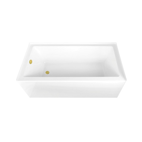Kingston Brass 66" Acrylic Rectangular 3-Wall Alcove Tub Combo with Waste and Overflow Drain (Left Hand Drain), Glossy White/Polished Brass - CVTAP663222L2