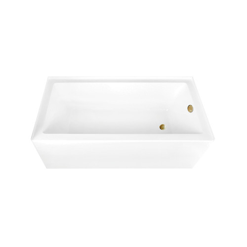Kingston Brass 66" Acrylic Rectangular 3-Wall Alcove Tub Combo with Waste and Overflow Drain (Right Hand Drain), Glossy White/Brushed Brass - CVTAP663222R7