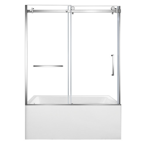 Kingston Brass 60" Acrylic Rectangular 3-Wall Alcove Tub Combo with Tub Door (Left Hand Drain), White/Polished Chrome - KVTDE603122L1