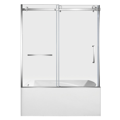 Kingston Brass 60" Acrylic Rectangular 3-Wall Alcove Tub Combo with Tub Door (Left Hand Drain), White/Polished Chrome - KVTAM6032L211
