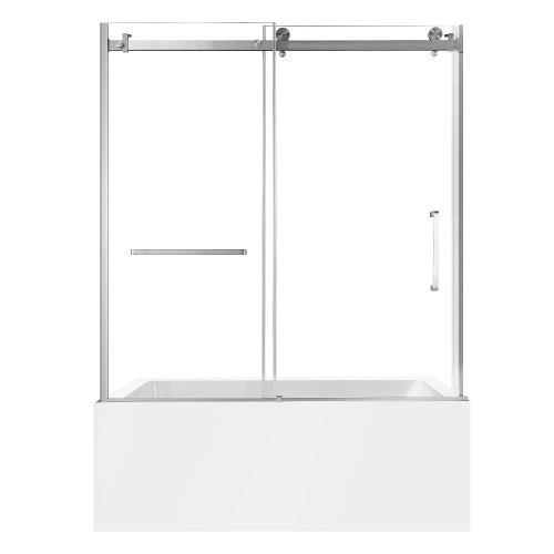 Kingston Brass 60" Acrylic Rectangular 3-Wall Alcove Tub Combo with Tub Door (Left Hand Drain), White/Brushed Nickel - KVTAP603222L8