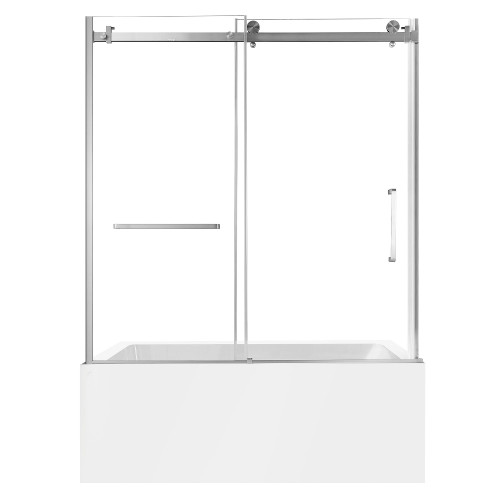 Kingston Brass 60" Acrylic Rectangular 3-Wall Alcove Tub Combo with Tub Door (Left Hand Drain), White/Brushed Nickel - KVTDE603122L8