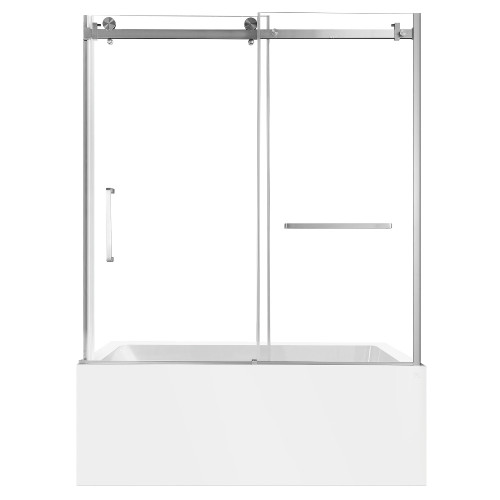 Kingston Brass 60" Acrylic Rectangular 3-Wall Alcove Tub Combo with Tub Door (Right Hand Drain), White/Brushed Nickel - KVTDE603122R8