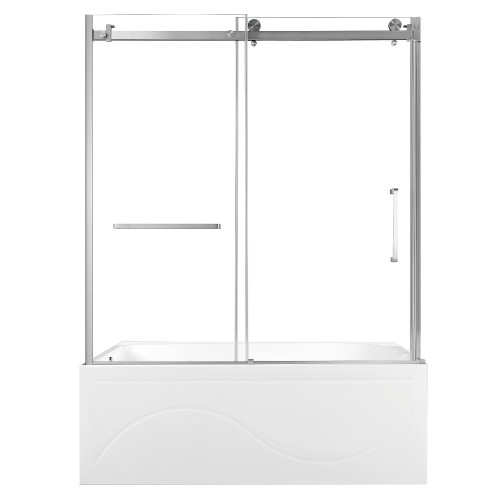 Kingston Brass 60" Acrylic Rectangular 3-Wall Anti-Skid Alcove Tub Combo with Tub Door (Left Hand Drain), White/Brushed Nickel - KVTAP603216L8