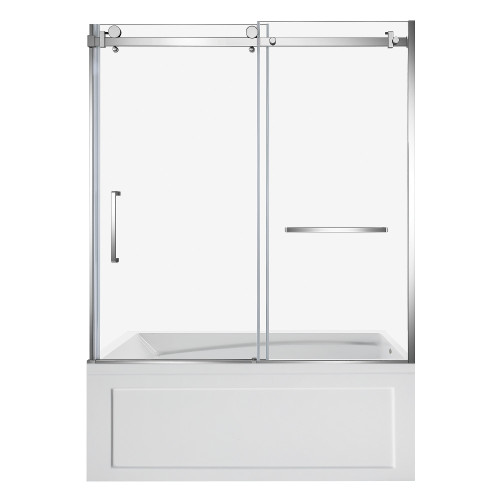 Kingston Brass 60" Acrylic Rectangular 3-Wall Anti-Skid Alcove Tub Combo with Tub Door (Right Hand Drain), White/Polished Chrome - KVTAM6032R22B1