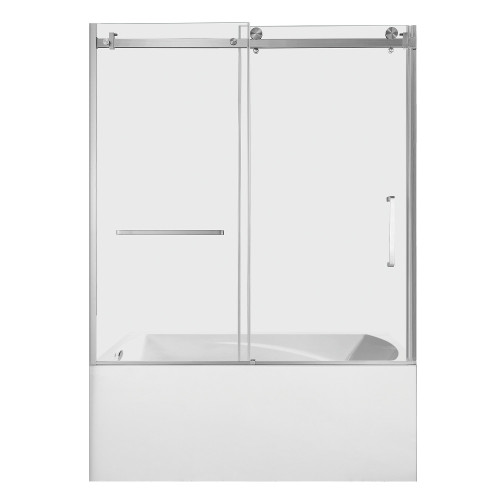 Kingston Brass 60" Acrylic Rectangular 3-Wall Alcove Tub Combo with Tub Door (Left Hand Drain), White/Brushed Nickel - KVTAM6032L218