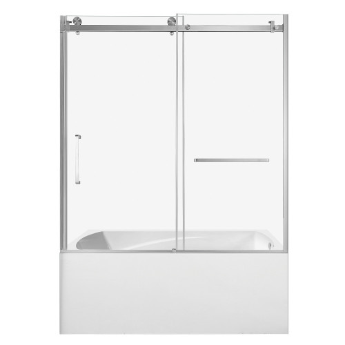 Kingston Brass 60" Acrylic Rectangular 3-Wall Alcove Tub Combo with Tub Door (Right Hand Drain), White/Brushed Nickel - KVTAM6032R218