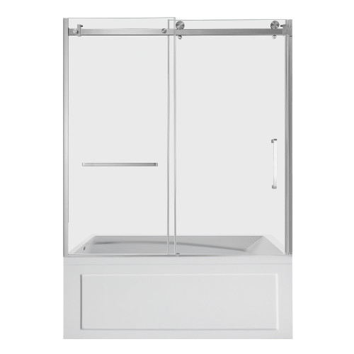 Kingston Brass 60" Acrylic Rectangular 3-Wall Anti-Skid Alcove Tub Combo with Tub Door (Left Hand Drain), White/Brushed Nickel - KVTAM6032L22B8