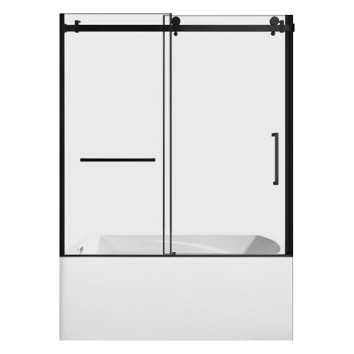 Kingston Brass 60" Acrylic Rectangular 3-Wall Alcove Tub Combo with Tub Door (Left Hand Drain), White/Matte Black - KVTAM6032L210